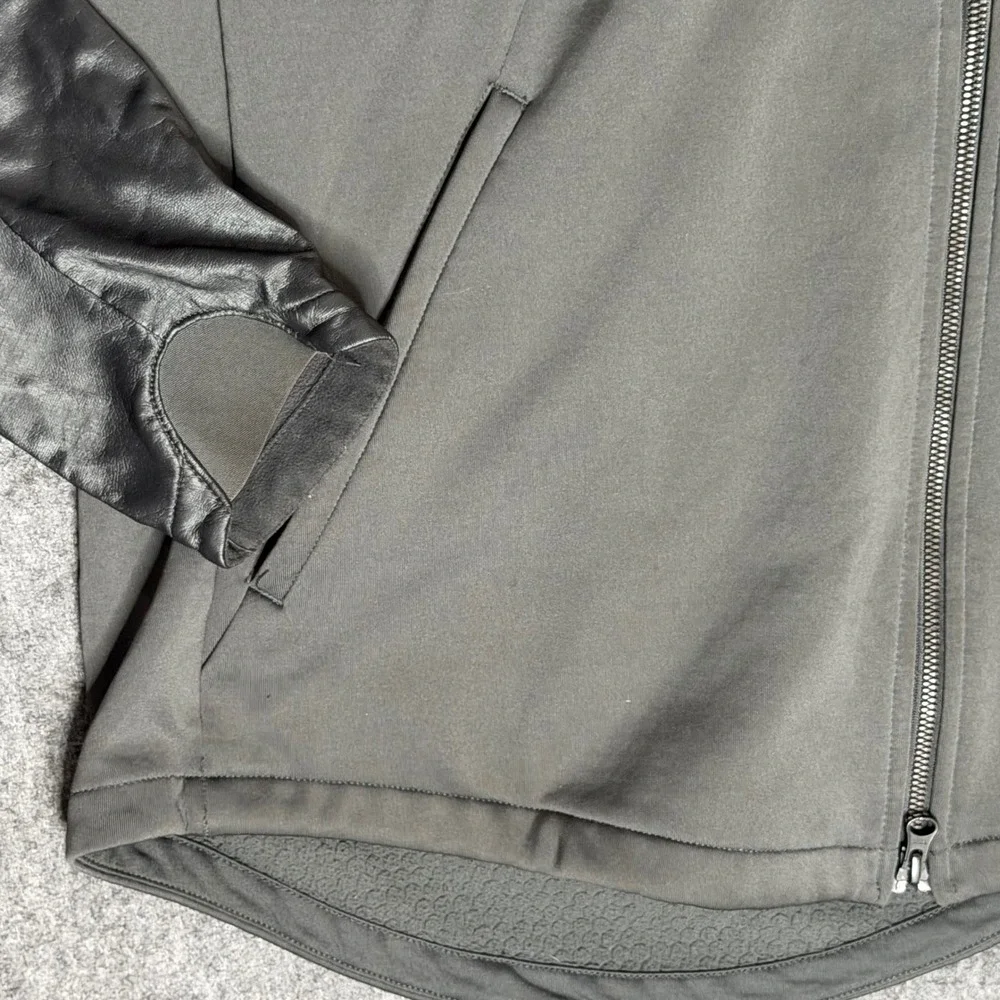 Jordan Mens Full Zip Fleece Hoodie‎ Charcoal Gray Black Mixed Media Jacket Large